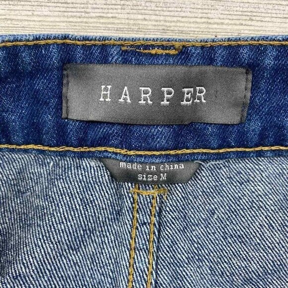 Harper Denim Skirt Womens Medium Blue Jean Cut-off Raw Hem - Picture 3 of 5